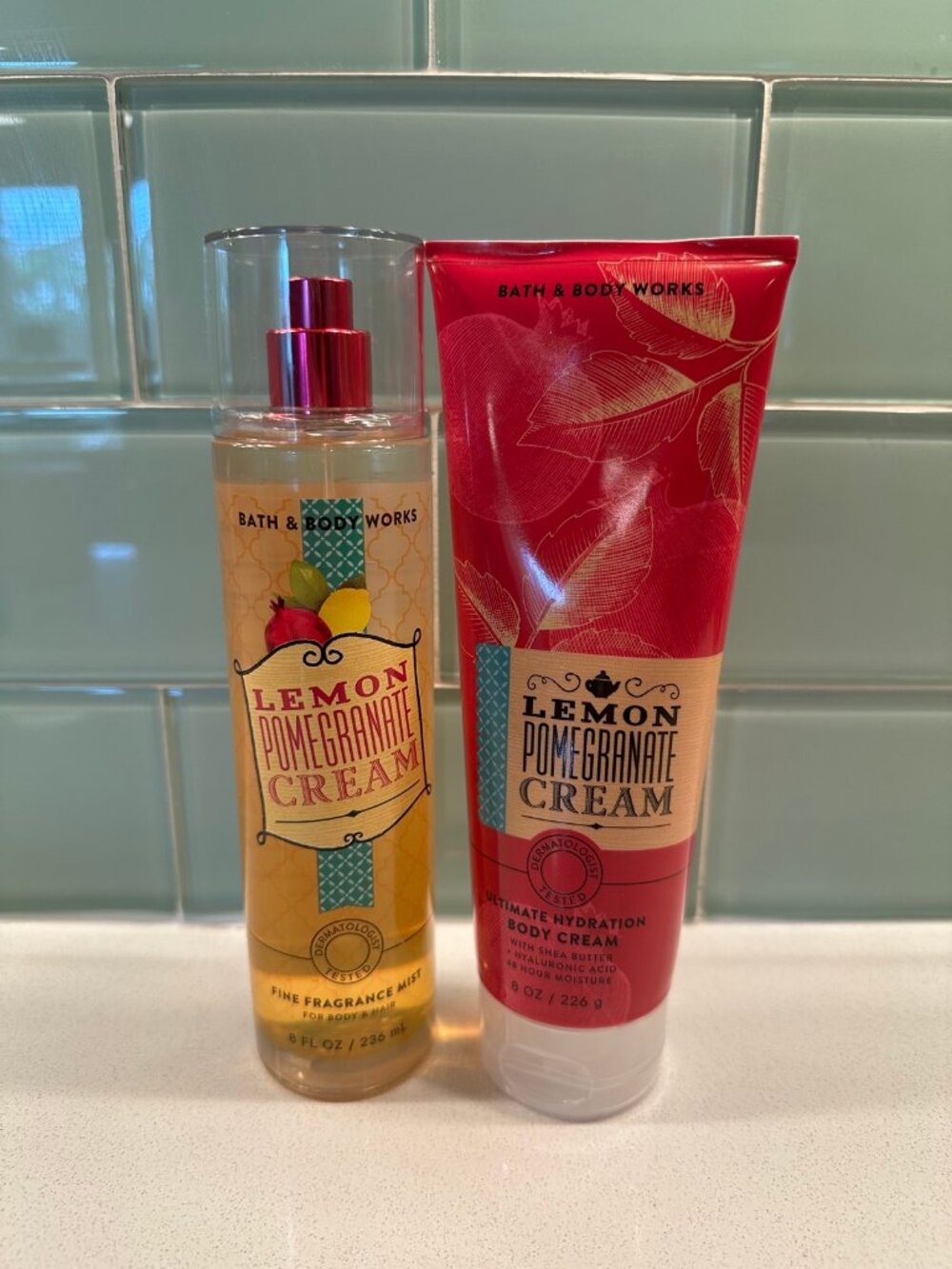 Bath & Body Works Lemon Pomegranate Cream Mist + Body Cream Set NEW